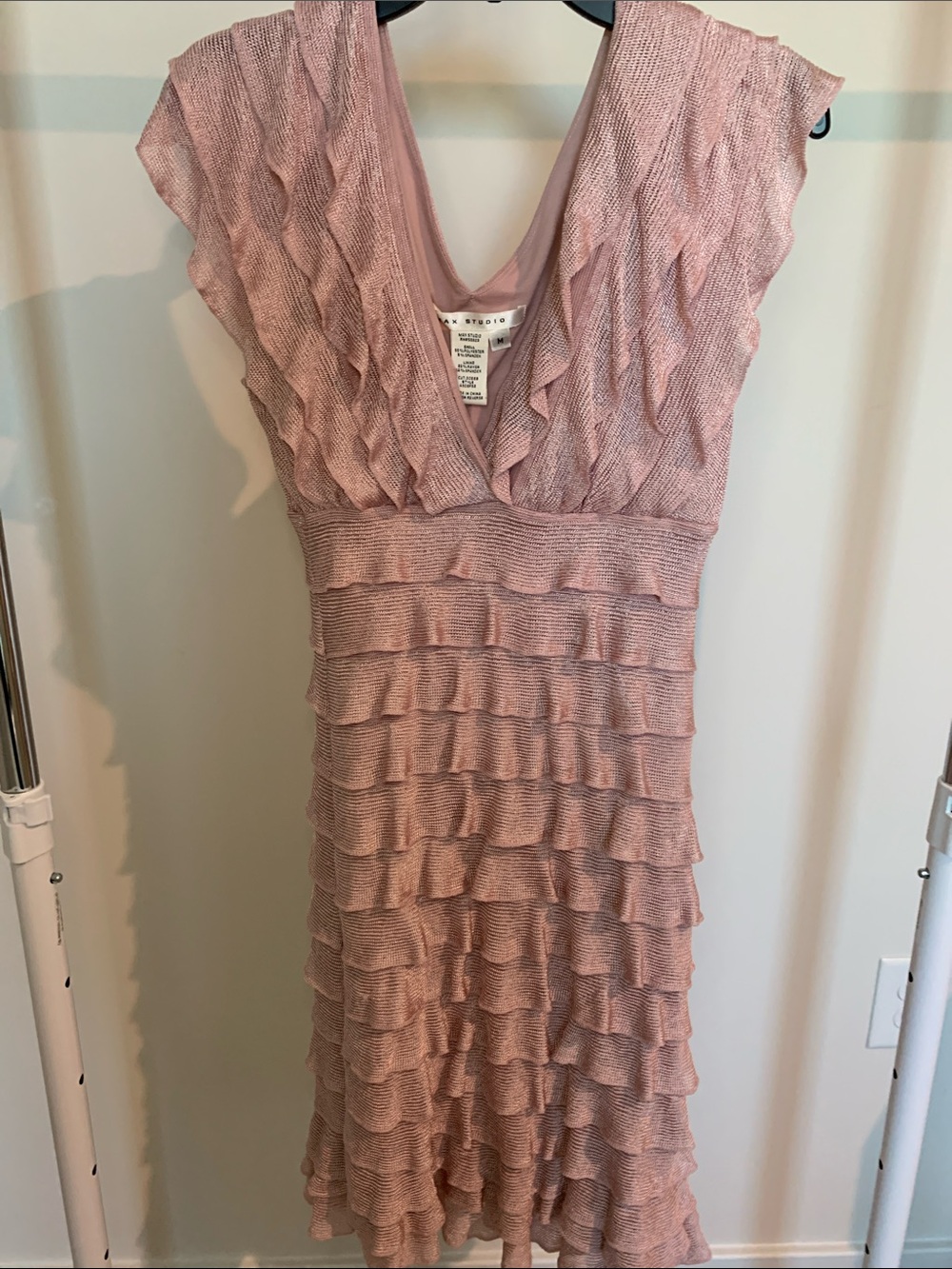 Max Studio Dusty Pink Ruffle Midi Dress SZ. M. New, never worn. No tags.